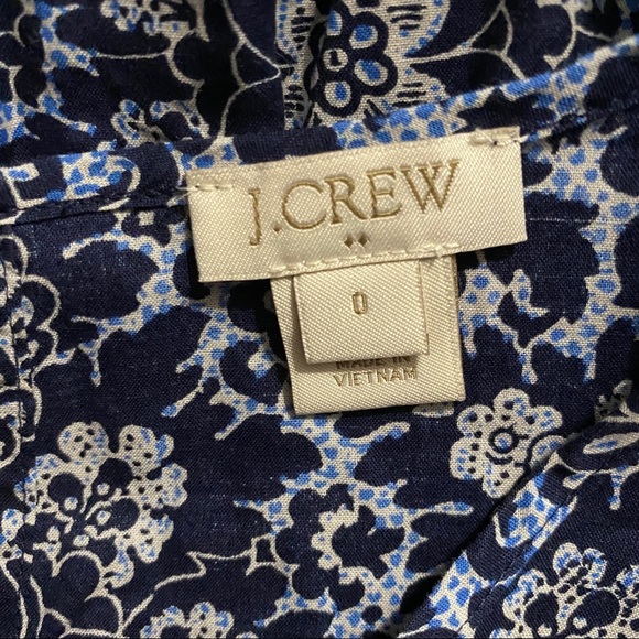 J Crew Blue Floral Double Ruffle 3/4 Sleeve Top - Picture 7 of 8